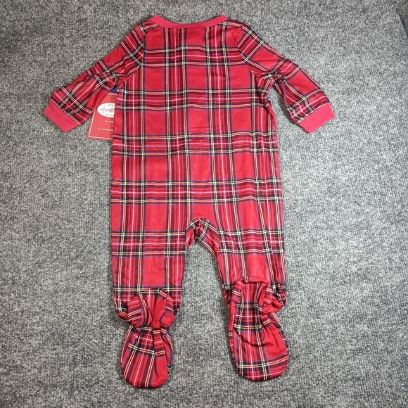 Lanz Of Salzburg Baby Pajamas Size 6-9 Months Red Tartan Plaid Flame Resistant - Picture 4 of 7